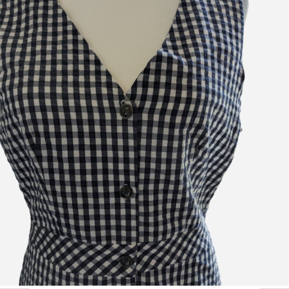 J. Crew Navy and White Gingham Midi Dress - Picture 6 of 14